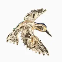 Брошь &laquo;Птица&raquo; колибри яркая, цветная в золоте