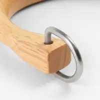 Ручки для сумки деревянные, с полукольцами, 10.3&times;8 см, 2 шт., цвет бежевый, серебряный