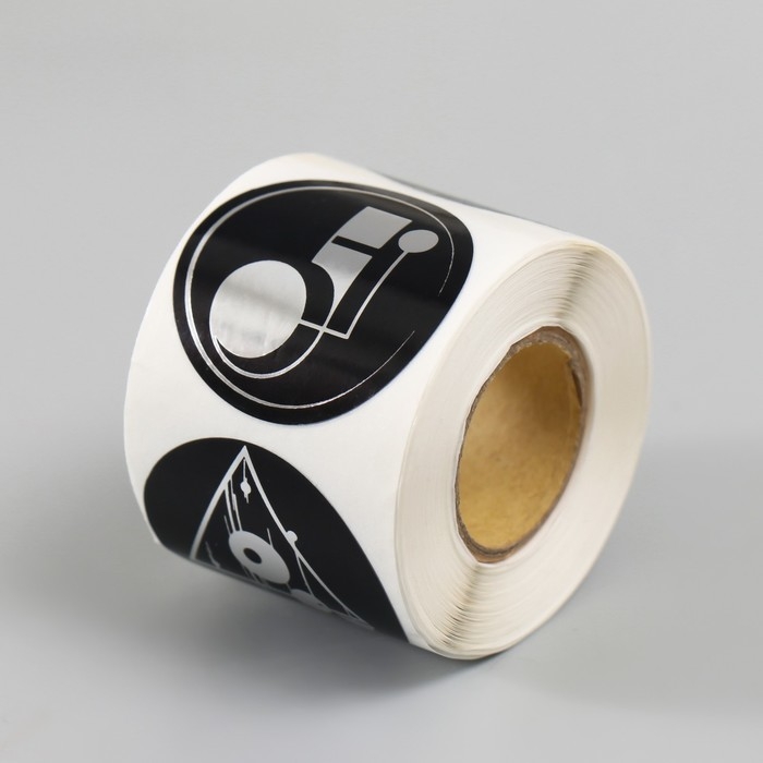 Наклейка бумага Наклейка бумага "Геометрия абстракция" тиснение серебро d=3,8 см 252 шт в рулоне