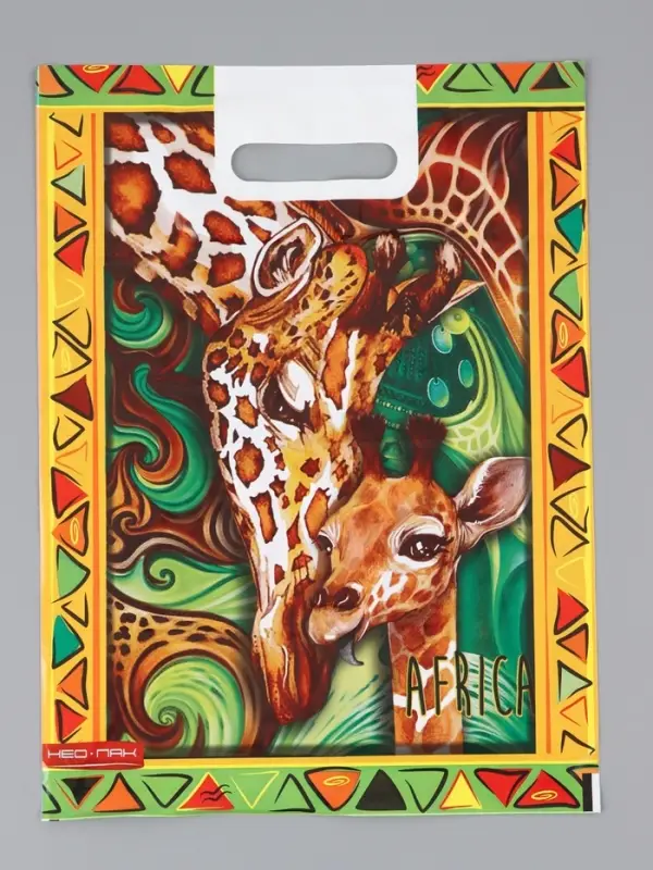 Пакет "Жираф , полиэтиленовый с вырубной ручкой 30х40 см, 60 мкм