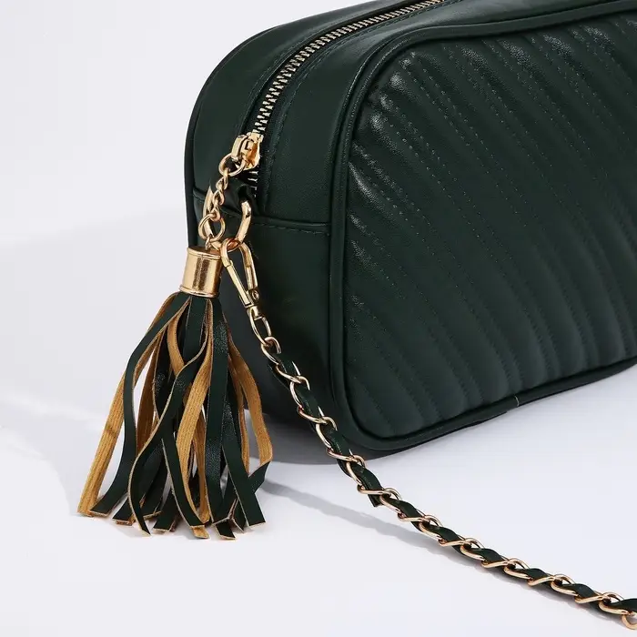 Сумка женская кросс-боди на молнии, 21&times;7&times;14 см, зелёный