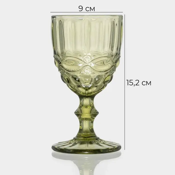 Бокалы для вина Magistro &laquo;Ла-Манш&raquo;, 250 мл, 9&times;15.2 см, набор 6 шт., стекло, зелёные