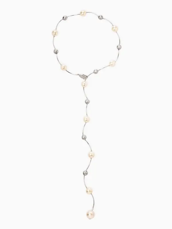 Колье &laquo;Флёр&raquo;, шарики, бело-серое в серебре, длина регулируемая, №12, бусины №16, №20, 40-87 см