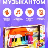 Музыкальное пианино детское ZABIAKA, сенсорное, звуковые и световые эффекты, карточки для обучения