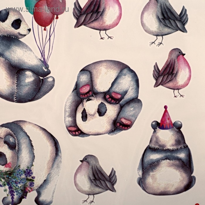 Татуировка на тело цветная "Панды" 21х15 см