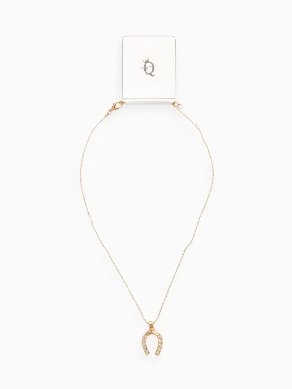 Кулон на цепочке &laquo;Подкова&raquo;, белый в золоте, 45 см