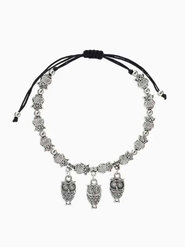 Браслет металл &laquo;Марджери. Совы&raquo;, d=6 см, затягивающийся, цвет серебро