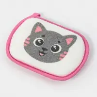 Мочалка для купания "Кошечка", 12х8 см, цвет розовый