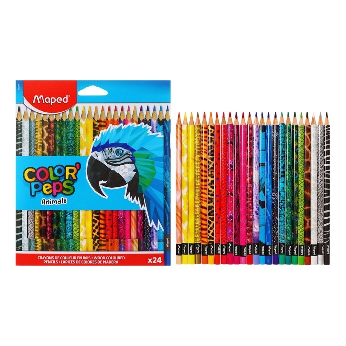 Карандаши трёхгранные 24 цвета, Maped Color Peps Animals Карандаши трёхгранные 24 цвета, Maped Color Peps Animals