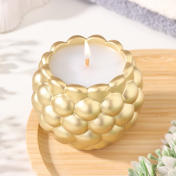 Свеча  Свеча "Шар" в подсвечнике с выпуклыми шарообразными гранями из гипса, 8х7 см, золото