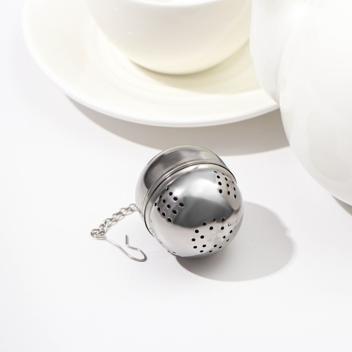 Ситечко для чая Доляна «Овальчик», 4×3,5 см, цвет серебристый Ситечко для чая Доляна «Овальчик», 4×3,5 см, цвет серебристый