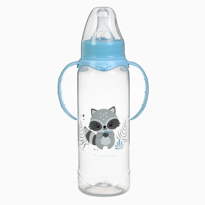 Бутылочка для кормления «Lovely baby» 250 мл, цилиндр, с ручками, цвет голубой Бутылочка для кормления «Lovely baby» 250 мл, цилиндр, с ручками, цвет голубой