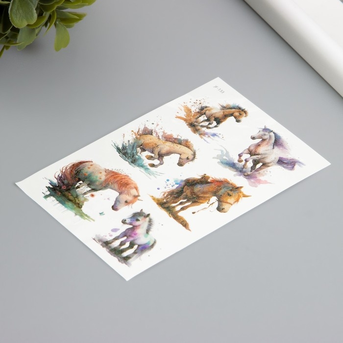 Татуировка на тело фосфорные с блёстками Татуировка на тело фосфорные с блёстками "Лошадки" 7,5х12 см