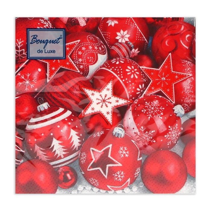 Новогодние салфетки бумажные Bouquet de Luxe «Новогодняя композиция, красная», 3 слоя, 24х24 см, 25 шт. Новогодние салфетки бумажные Bouquet de Luxe «Новогодняя композиция, красная», 3 слоя, 24х24 см, 25 шт.