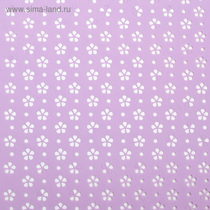 Фетр ламинированный с перфорацией  Фетр ламинированный с перфорацией "Цветочки", сиреневый, 57 см х 5 м