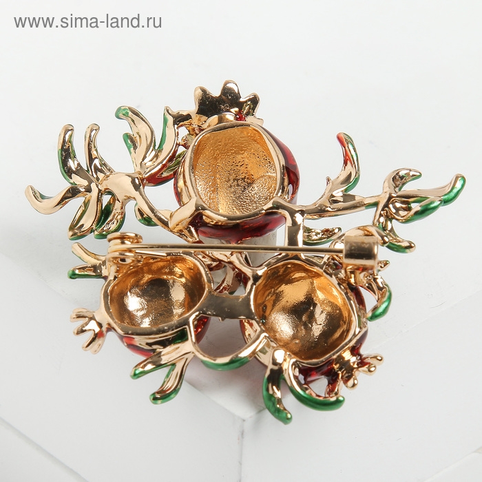 Брошь «Гранат», цвет красно-зелёный в золоте Брошь «Гранат», цвет красно-зелёный в золоте