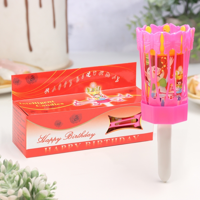 Свеча для торта музыкальная  Свеча для торта музыкальная "Цветок", розовая, 15×5 см