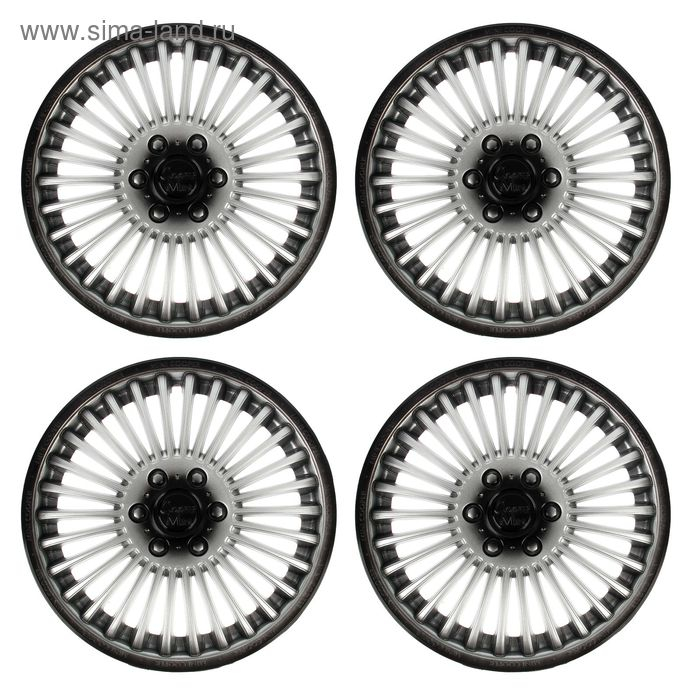 Колпаки колесные R13 Колпаки колесные R13 "МИНИ-КУПЕР", серебристо-черный, набор 4 шт