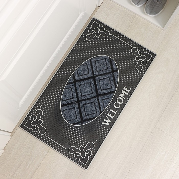 Коврик придверный резиновый Доляна Welcome, 40×70 см, цвет МИКС Коврик придверный резиновый Доляна Welcome, 40×70 см, цвет МИКС
