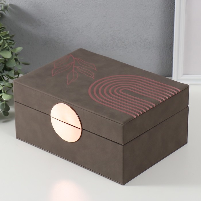 Шкатулка кожзам для украшений  Шкатулка кожзам для украшений "Веточка. Радуга" коричневый 18х24,5х11 см