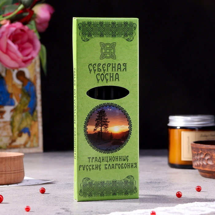 Набор традиционных русских благовоний  Набор традиционных русских благовоний "Северная сосна", 7шт + подставка