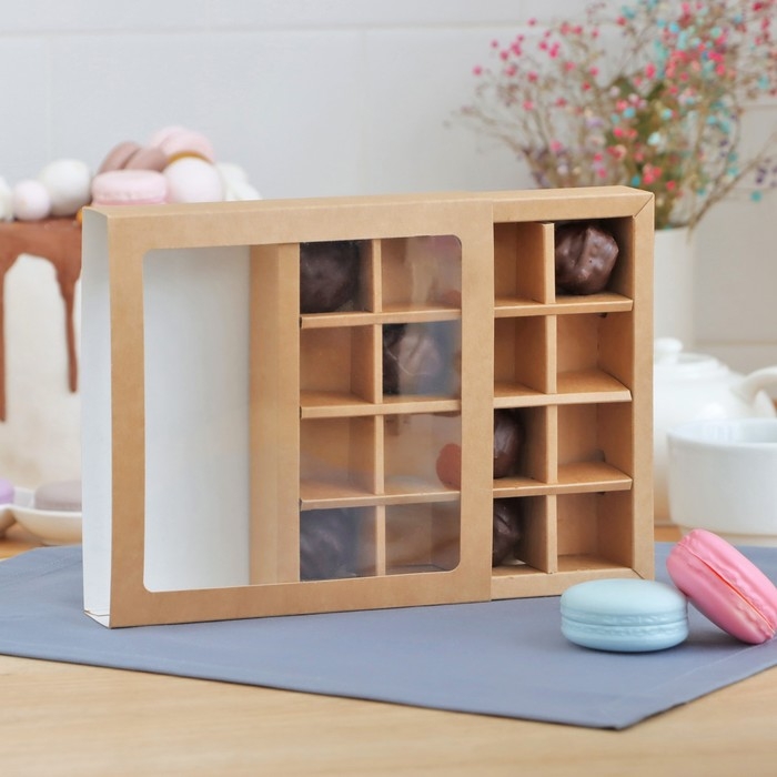 Коробка для конфет, крафт, 17,5 х 17,5 х 4 см Коробка для конфет, крафт, 17,5 х 17,5 х 4 см