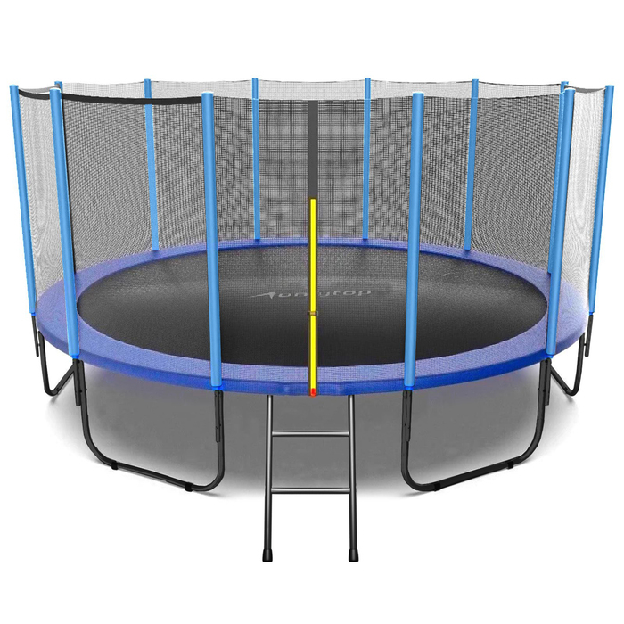 Батут ONLYTOP, d=427 см, высота сетки 173 см, с лестницей, цвет синий Батут ONLYTOP, d=427 см, высота сетки 173 см, с лестницей, цвет синий