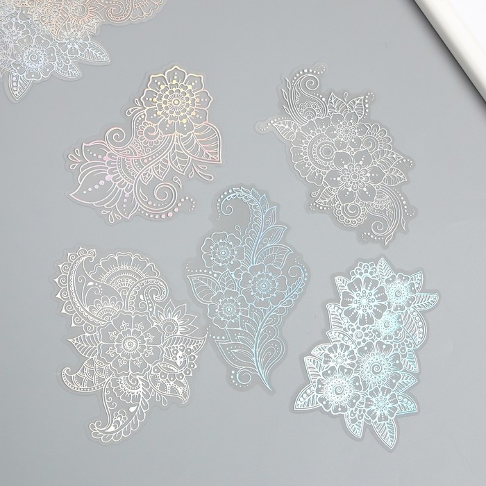 Наклейки для творчества Наклейки для творчества "Голография. Цветочные узоры" d=10 см набор 10 шт 0,2х14х11 см