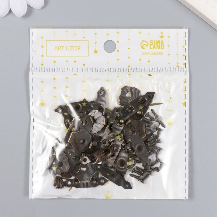 Замок металл для шкатулки бронза + гвозд. набор 10 шт 2х3 см Замок металл для шкатулки бронза + гвозд. набор 10 шт 2х3 см