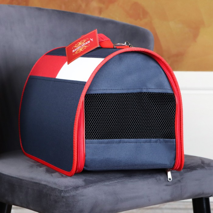 Сумка-переноска для животных, каркасная, 40 х 25 х 27 см, синий-красный Сумка-переноска для животных, каркасная, 40 х 25 х 27 см, синий-красный