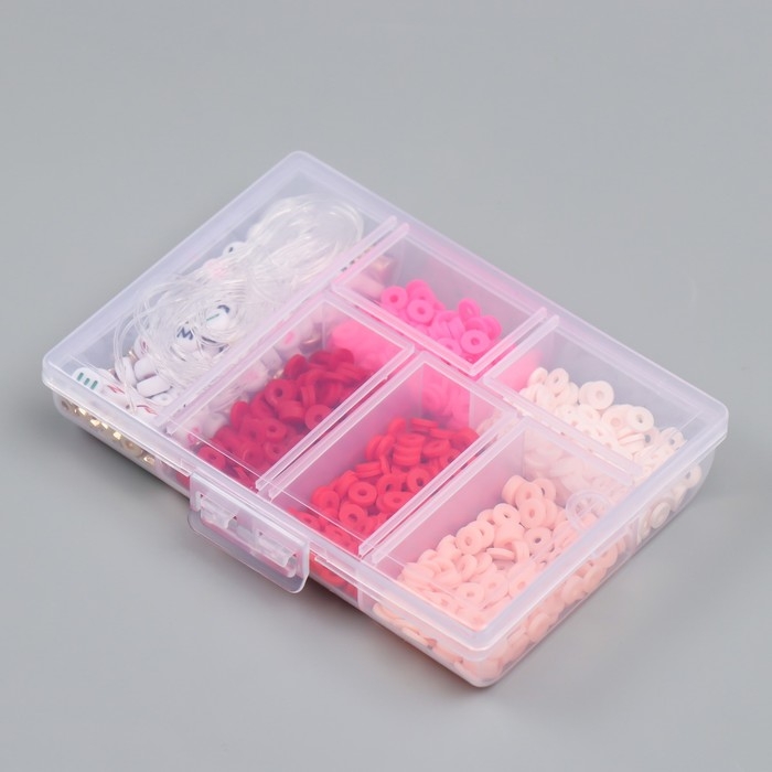 Бусины в шкатулке Бусины в шкатулке "Красные" нить 0,8 мм 5 м 12х8,4х2,2 см