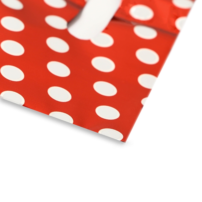 Набор подарочных пакетов, металлизированныей, Набор подарочных пакетов, металлизированныей, "Горох" красный 17х25 см , 20 микрон 10 шт набор