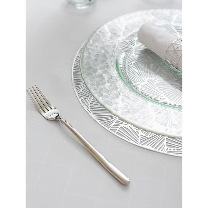 Салфетки сервировочные на стол Доляна &laquo;Веер&raquo;, d=38 см, 4 шт, цвет серебряный