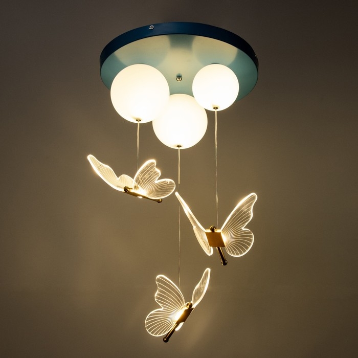 Люстра Люстра "Бабочки" 3хЕ27 40Вт LED синий 40х40х60см