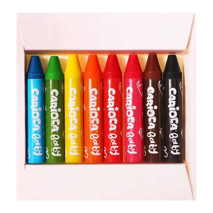 Мелки восковые 8 цветов, Carioca Мелки восковые 8 цветов, Carioca "Baby", супермягкие, большой корпус облегчающий захват, для малышей