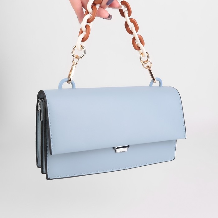 Цепочка для сумки, пластиковая, с карабинами, 24 × 18 мм, 30 см, цвет коричневый/белый/золотой