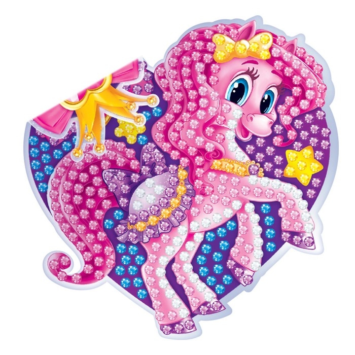 Алмазная мозаика наклейка для детей «Пони», 10 х 10 см. Набор для творчества Алмазная мозаика наклейка для детей «Пони», 10 х 10 см. Набор для творчества