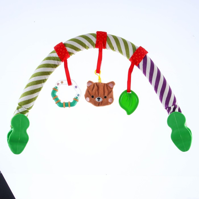 Дуга игровая мягкая на кроватку, коляску «Мишка», 28-43 см, прорезыватель, погремушки, 3 игрушки, Крошка Я Дуга игровая мягкая на кроватку, коляску «Мишка», 28-43 см, прорезыватель, погремушки, 3 игрушки, Крошка Я