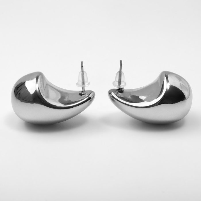 Серьги пластик «Капля» структура мах, цвет серебро Серьги пластик «Капля» структура мах, цвет серебро