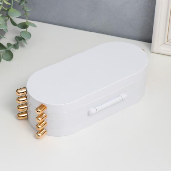 Шкатулка-кейс для украшений пластик Шкатулка-кейс для украшений пластик "Овал" белый 23,5х6,5х11,5 см