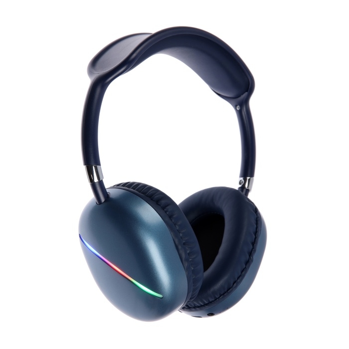 Наушники AKZ MAX10, беспроводные, полноразмерные,  микрофон, подсветка, синие Наушники AKZ MAX10, беспроводные, полноразмерные,  микрофон, подсветка, синие