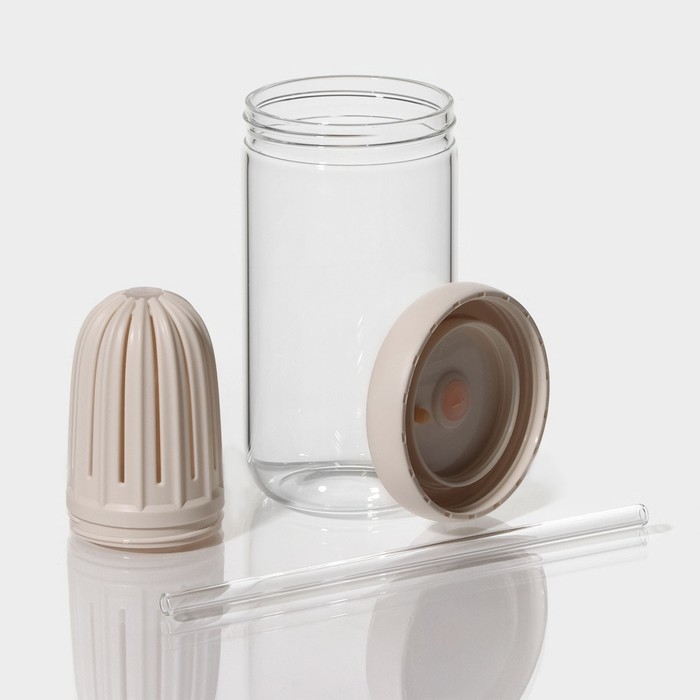 Стакан стеклянный с крышкой и трубочкой «Бьорн», 450 мл Стакан стеклянный с крышкой и трубочкой «Бьорн», 450 мл