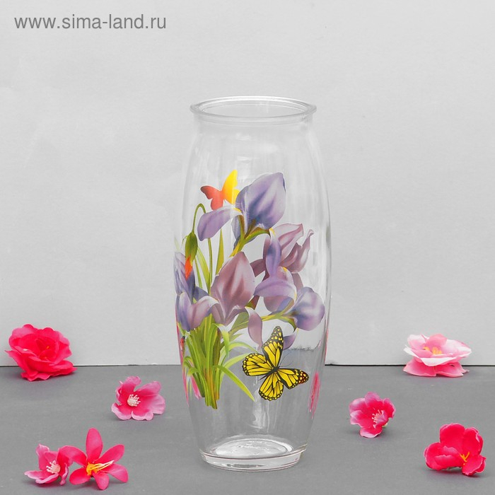 Ваза Ваза "Ирис" с деколью, d-7см, 10х23 см