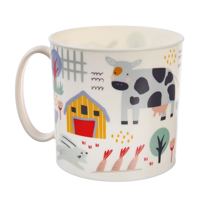 Кружка детская с декором 280 мл, светло-бежевая Кружка детская с декором 280 мл, светло-бежевая