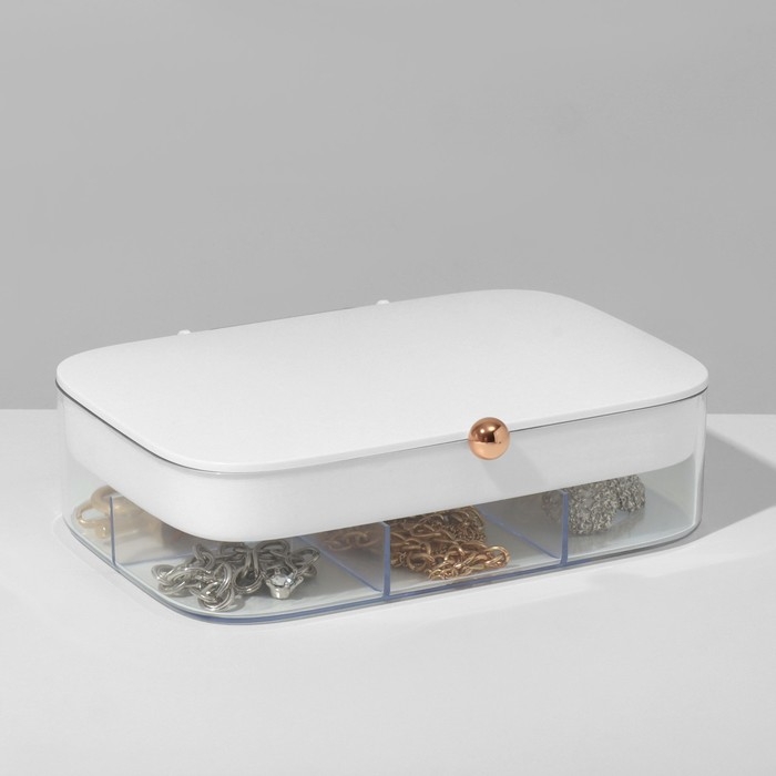 Подставка для украшений «Шкатулка» 2 яруса, 30 ячеек, 18×14×5 см, пластик, цвет белый Подставка для украшений «Шкатулка» 2 яруса, 30 ячеек, 18×14×5 см, пластик, цвет белый