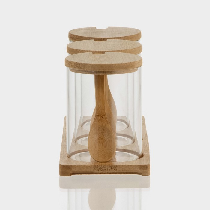 Банки стеклянные для хранения сыпучих продуктов «Эко», 450 мл, 3 шт, с бамбуковой крышкой Банки стеклянные для хранения сыпучих продуктов «Эко», 450 мл, 3 шт, с бамбуковой крышкой