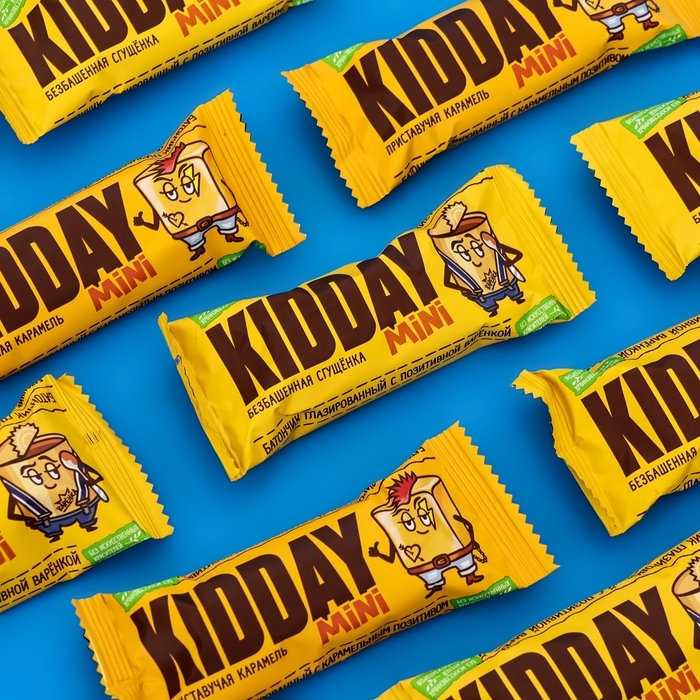Батончик глазированный Батончик глазированный "KIDDAY mini", с карамелью и сгущенкой, ассорти,300 г