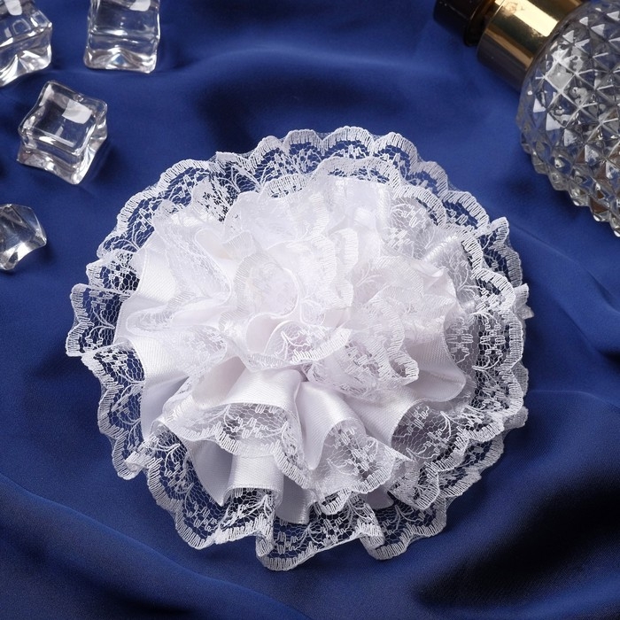 Резинка для волос бант Резинка для волос бант "Школьница" кружева, d-11 см, белый