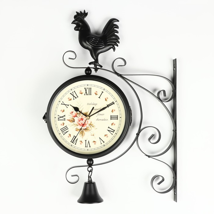 Часы настенные двусторонние, на подвесе  Часы настенные двусторонние, на подвесе "Флюгер", бесшумные, циферблат d-19 см, 48 х 32 см