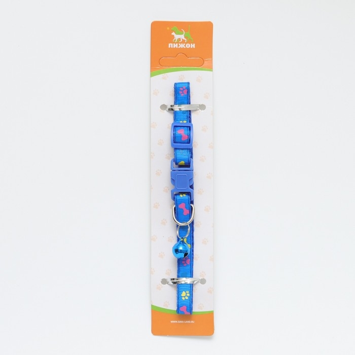 Ошейник двухслойный с фастексом Ошейник двухслойный с фастексом "Разноцветные косточки" 30 х 1 см, синий